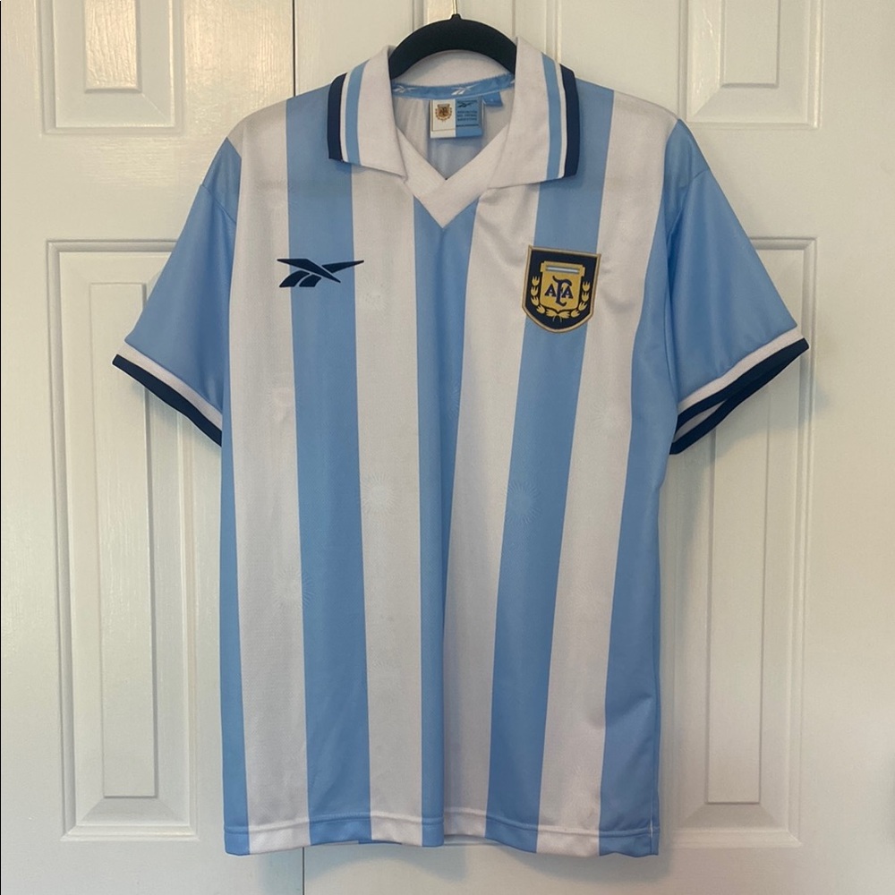 1999-2000 Reebok Official Argentina White and Blue AFA Soccer/Futbol Jersey - Picture 1 of 9